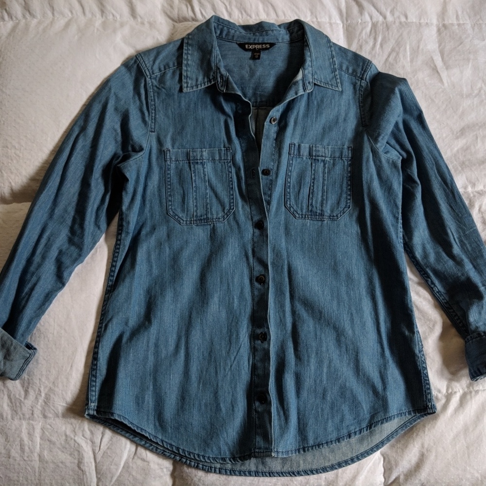 Express denim button up top